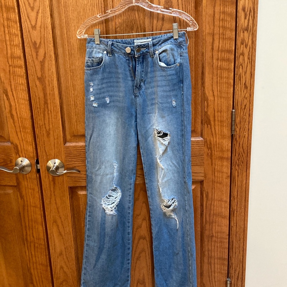 Banjara Wide Leg Jeans with Distressed Details, size 0/23